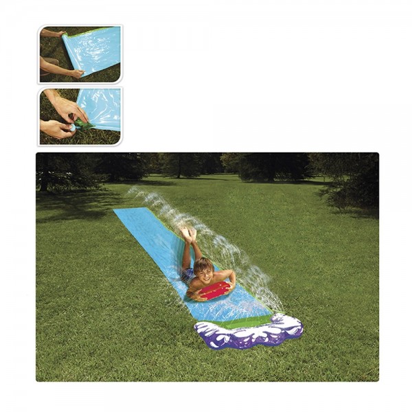 Rampa deslizante con agua, azul, 71 x 480 cm