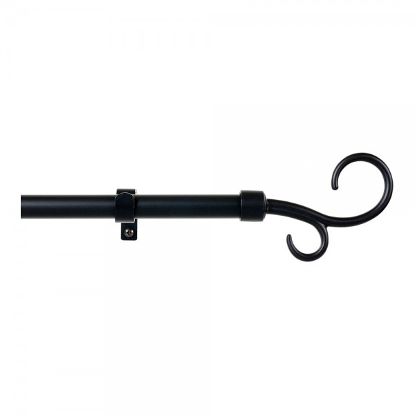 Kit barra cortina báculo negro extensible de 110 - 200 cm