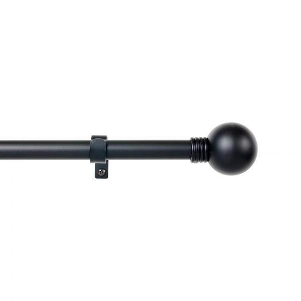 Kit barra cortina anillo negro extensible de 160 - 300 cm