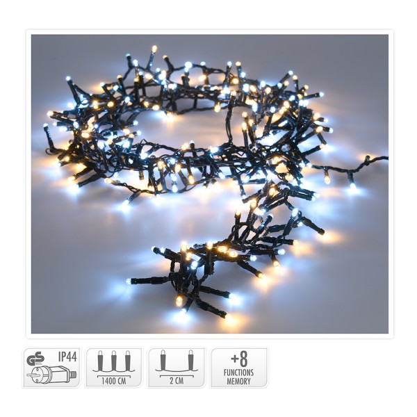 Guirnalda multifunción, uso exterior, snake, luz fría y cálida, 700 leds, 17 m